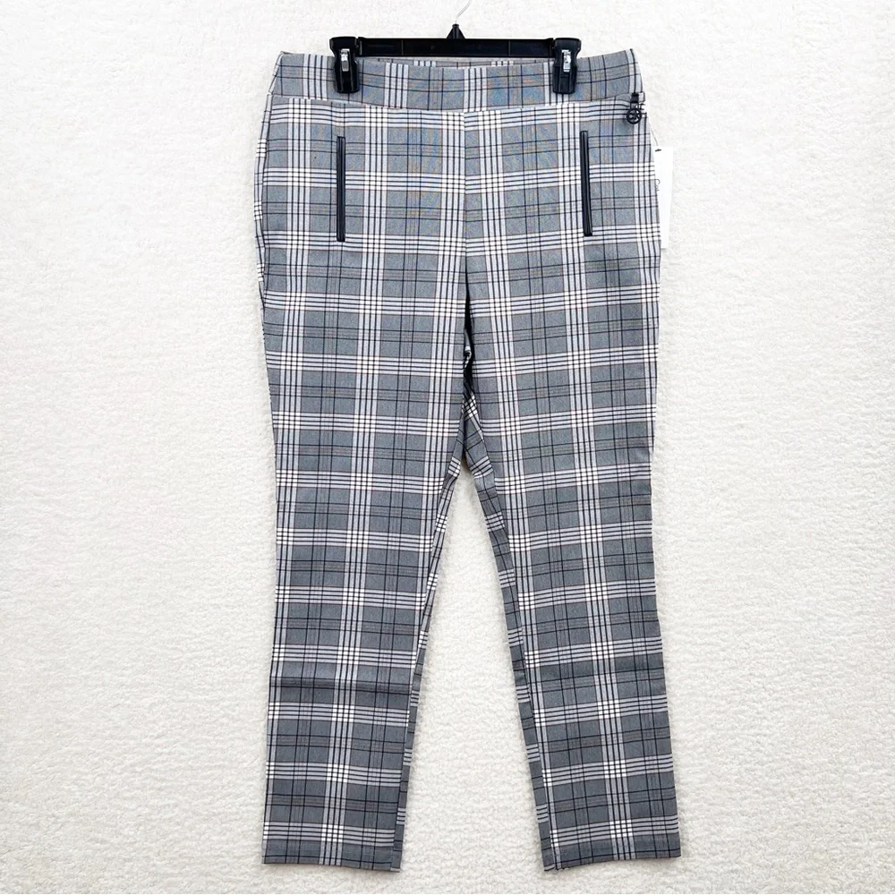 Calvin Klein Suit Plaid Stretch Pull On Women’s Pants Sz:16 NWT